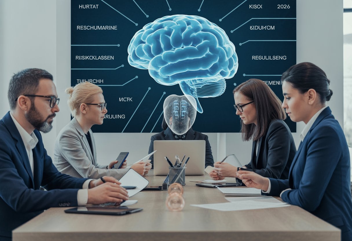 Fachleute aus Recht, Datenschutz und Technologie beraten gemeinsam über Risiken und Pflichten beim Einsatz künstlicher Intelligenz.